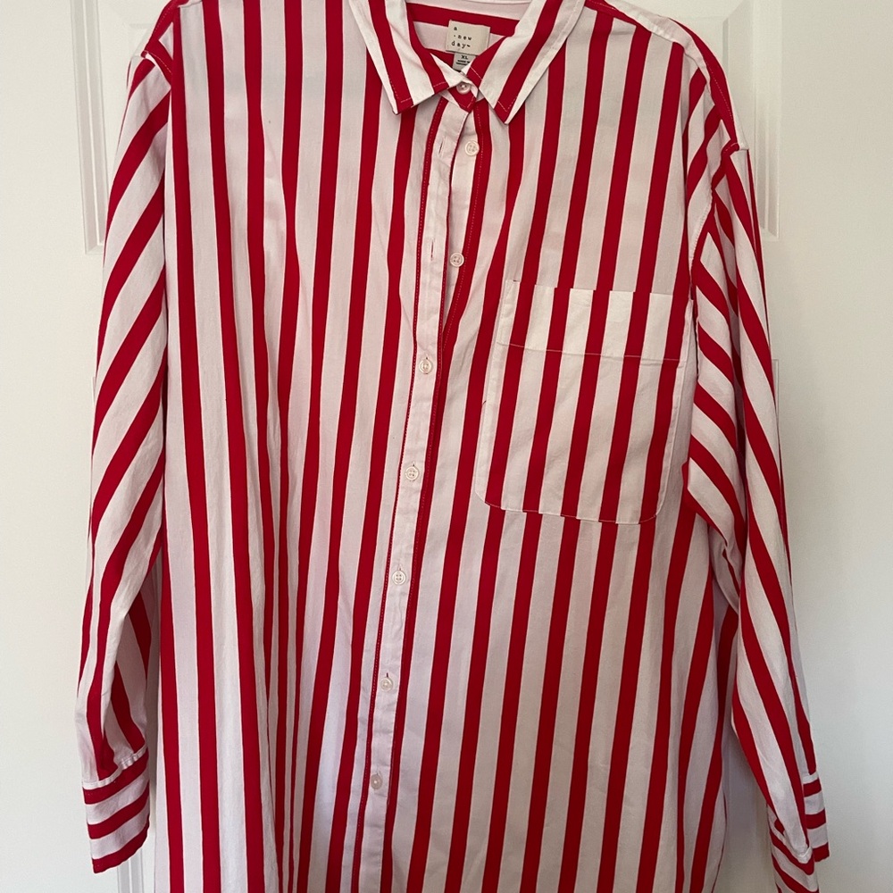 Red and White Striped Men's Shirt